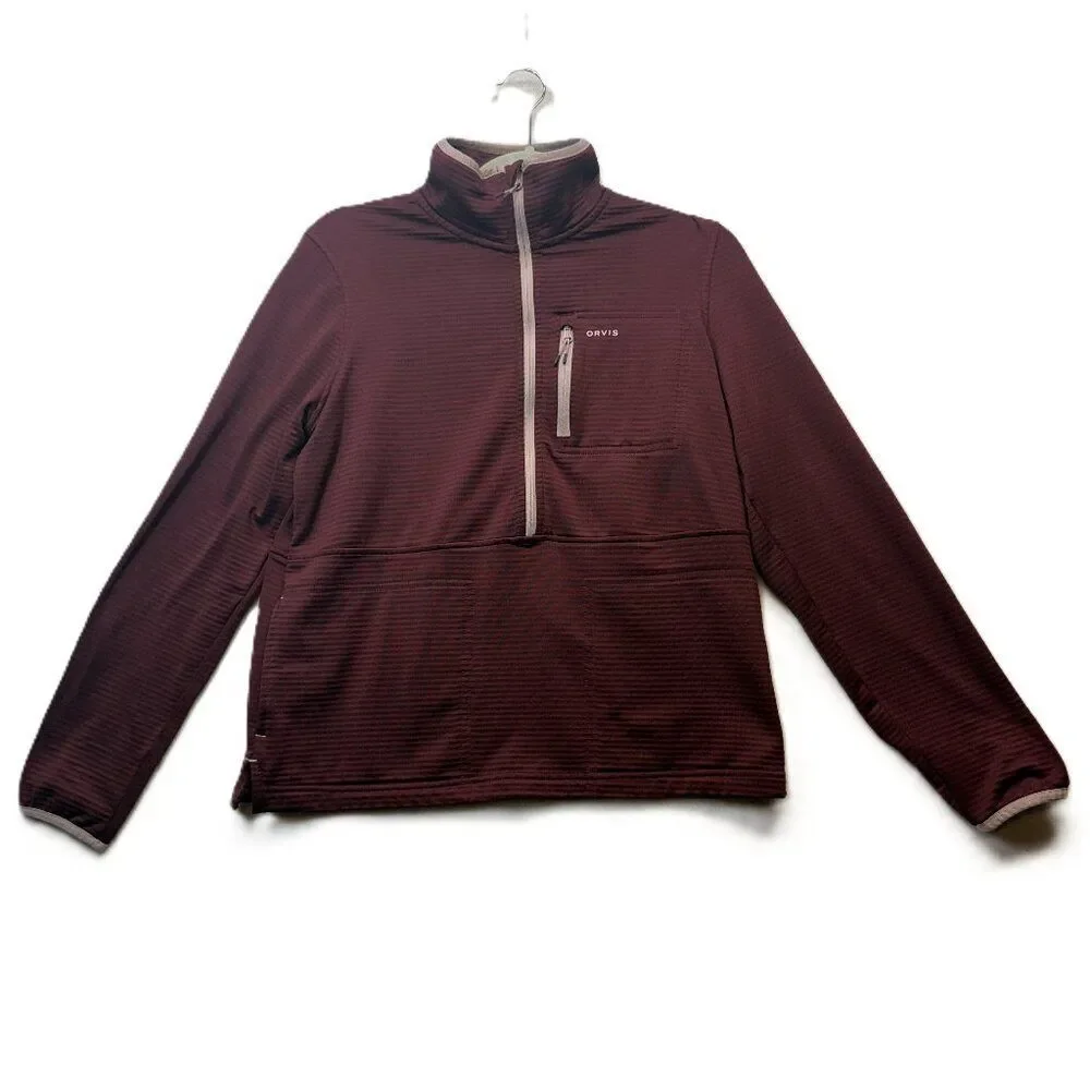 Orvis Quarter Zip Pullover Men’s Maroon Performance Fleece  Outdoor Layer
